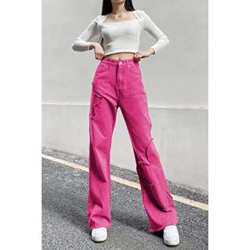 Flower Print Y2K Wide Leg High Waist Jeans for Women