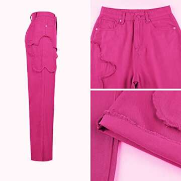 Flower Print Y2K Wide Leg High Waist Jeans for Women