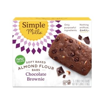 Simple Mills Almond Flour Snack Bars (Chocolate Brownie) with Organic Coconut Oil, Chia Seeds, Sunfl...