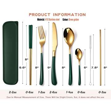 AARAINBOW 7 Pieces Stainless Steel Flatware Set Portable Reusable Cutlery Set Travel Utensils Set In...
