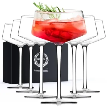 Chouggo Martini Glasses Set of 6, 8Oz Coupe Cocktail Glasses, Hand Blown Premium Crystal Cocktail Gl...