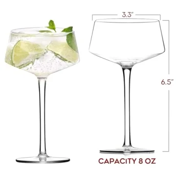 Chouggo Premium Crystal Martini Glasses Set of 6