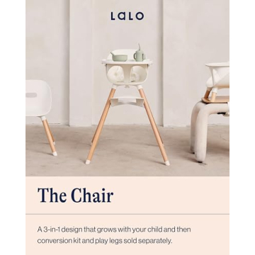 Lalo The Chair Convertible 3-in-1 High Chair - Wooden High Chair for Babies & Toddlers, Baby High Chair with Dishwasher Safe Tray, Adjustable Footrest, Coconut