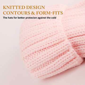 Womens Winter Double Pom Pom Beanie Fleece Lined Bobble Hat Knitted Faux Fur Pom Detachable Ball Cap Adult Skull Hat