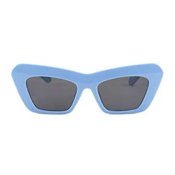 Karsaer Vision Retro Vintage Cateye Square Sunglasses Plastic Frame 90s sunglasses Stylish Classic 70s Eyewear (Blue C5)