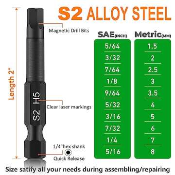 Hex Head Allen Wrench Drill Bit Set (10pc Metric & 10pc SAE), PTSLKHN Allen Wrench Drill Bits, Upgraded 1/4" Quick Release Shank Magnetic Hex Bit Set - Perfect for Ikea Type Furniture