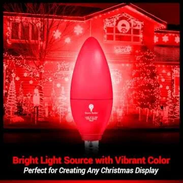 2 Pack BlueX LED Candle Red Light Bulb - 4W (40Watt Equivalent) - E12 Base Red LED Red Bulb, Party Decoration, Porch, Home Lighting, Holiday Lighting, Chandelier Light Bulbs, Candelabra Bulbs