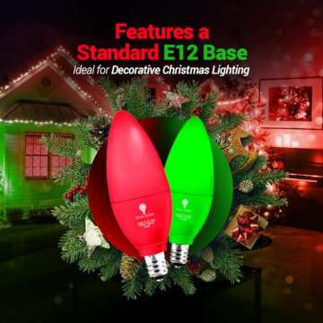 2 Pack BlueX LED Candle Red Light Bulb - 4W (40Watt Equivalent) - E12 Base Red LED Red Bulb, Party Decoration, Porch, Home Lighting, Holiday Lighting, Chandelier Light Bulbs, Candelabra Bulbs