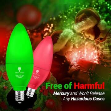 2 Pack BlueX LED Candle Red Light Bulb - 4W (40Watt Equivalent) - E12 Base Red LED Red Bulb, Party Decoration, Porch, Home Lighting, Holiday Lighting, Chandelier Light Bulbs, Candelabra Bulbs