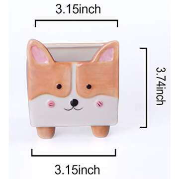 zennd. Animal Ceramic Succulent Planters | Set of 3 Cute Animal Plant Pots, Cactus Pots, Succulent Pots with Drainage, Small Flower Pots for Indoor Plants, Plant Decor