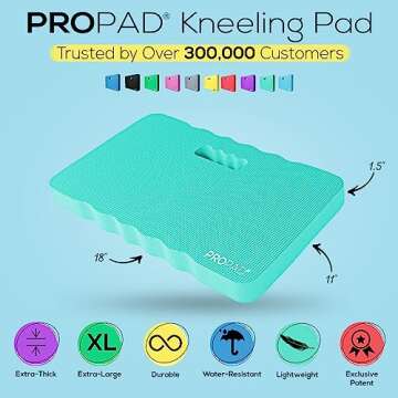 Thick Kneeling Pad, Garden Kneeler for Gardening, Bath Kneeler for Baby Bath, Kneeling Mat for Exercise & Yoga, Knee Pad for Work, Floor Foam Pad, Extra Large (XL) 18 x 11 x 1.5 Inches, Turquoise