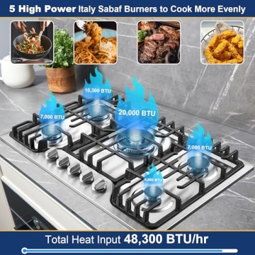 Amzgachfktch 30 Inch Gas Cooktop with 5 SABAF Burners