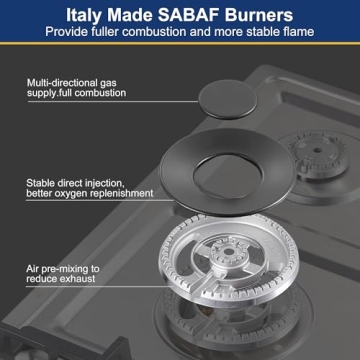 Amzgachfktch 30 Inch Gas Cooktop with 5 SABAF Burners