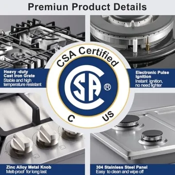 Amzgachfktch 30 Inch Gas Cooktop with 5 SABAF Burners