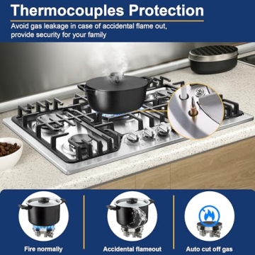 Amzgachfktch 30 Inch Gas Cooktop with 5 SABAF Burners