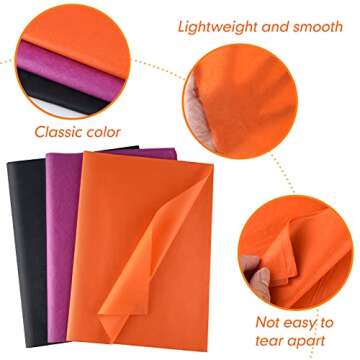 MIAHART 60 Sheets Halloween Tissue Paper for Gift Wrapping Halloween Tissue Paper Bulk for Packaging Floral Birthday Christmas Halloween DIY Crafts Pompoms Confetti