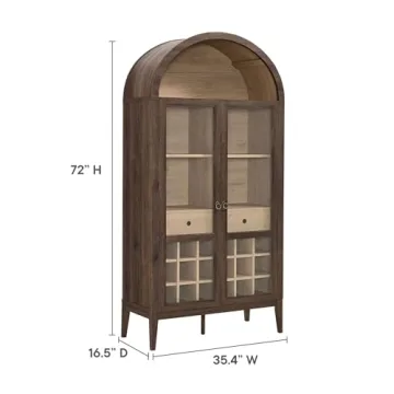 Modway Nolan Farmhouse Arched Bar Cabinet with Wine Rack