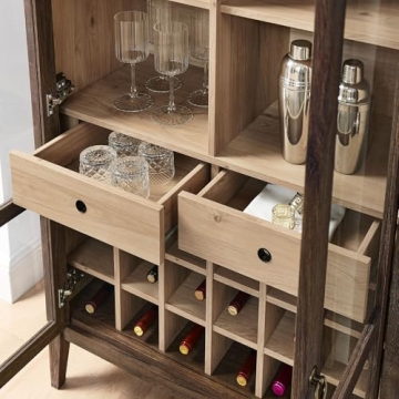 Modway Nolan Farmhouse Arched Bar Cabinet with Wine Rack