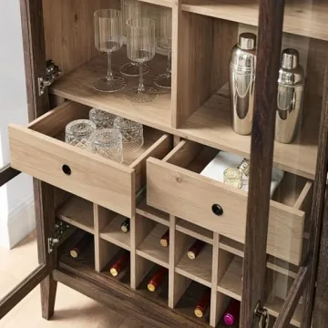 Modway Nolan Farmhouse Arched Bar Cabinet with Wine Rack