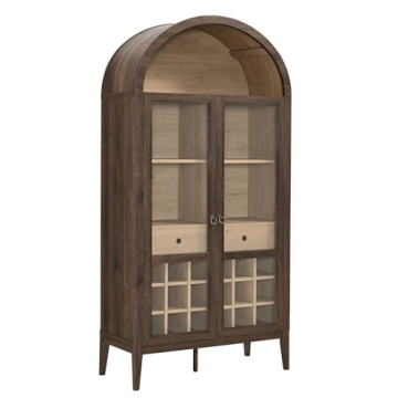 Modway Nolan Farmhouse Arched Bar Cabinet with Wine Rack