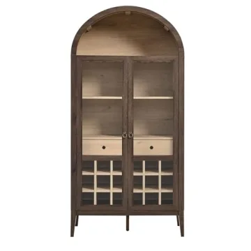 Modway Nolan Farmhouse Arched Bar Cabinet with Wine Rack