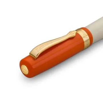 Kaweco STUDENT 70's Soul Fountain Pen I Premium Fountain Pen for Ink Cartridges I Nostalgic Fountain Pen in Orange and Cream with Golden Details I Student Pen 16 cm I Nib: M (Medium)