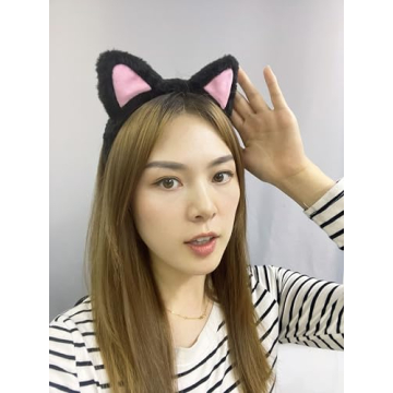 Ajdvart Cat Ears Headband 2-Pack – Plush Fuzzy Hairbands for Cosplay, Makeup, and Yoga Fun!