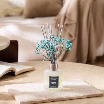 Airkeep Reed Diffuser Set - 3.38 fl oz(100ml) Cashmere Vanilla Scent Diffuser Home Fragrance Diffuser Set Includes 8 Reed Diffuser Sticks,Home Decor & Office Decor, Fragrance and Gifts