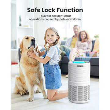 RENPHO Large Room Air Purifier 960 Ft², Air Quality Monitor, Smart Auto/Sleep Mode, True HEPA Filter, Home Air Purifier for Smokers Pet Hairs Pollen Dust Eliminator, 100% Ozone Free,Timer,Safety lock