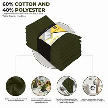 Utopia Kitchen Olive Cloth Napkins - Premium Quality Dinner Set