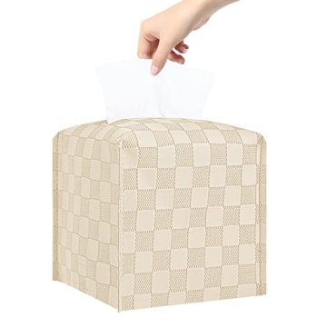 LeCorner Tissue Box Cover, Square Tissue Box Holder, PU Leather Tissue Holders Decorative, Modern Fa...