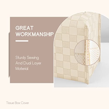 LeCorner Tissue Box Cover, Square Tissue Box Holder, PU Leather Tissue Holders Decorative, Modern Facial Paper Organizer Dispenser for Bathroom Car Office Home Neutral Decor,Grid Pattern 5x5x5''