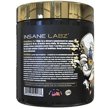Insane Labz Psychotic Gold, High Stimulant Pre Workout Powder, Extreme Lasting Energy Focus, Pumps and Endurance with Beta Alanine, DMAE Bitartrate, NO Booster (35 Servings, Gummy Candy)