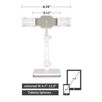 DoubleSun iPad Stand Holder, Tablet Stand Adjustable - 360° Swivel Folding iPad Stands and Holders for Desk Fits Phone iPad Air Mini Pro, Kindle, Fire, Surface, (4.7''-12.9'')