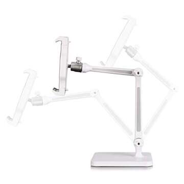 DoubleSun iPad Stand Holder, Tablet Stand Adjustable - 360° Swivel Folding iPad Stands and Holders for Desk Fits Phone iPad Air Mini Pro, Kindle, Fire, Surface, (4.7''-12.9'')