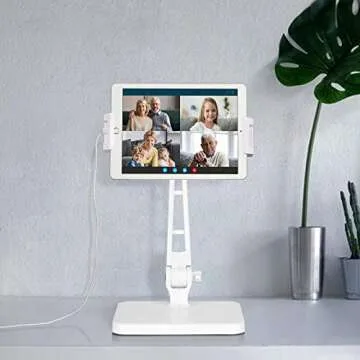 DoubleSun iPad Stand Holder, Tablet Stand Adjustable - 360° Swivel Folding iPad Stands and Holders for Desk Fits Phone iPad Air Mini Pro, Kindle, Fire, Surface, (4.7''-12.9'')