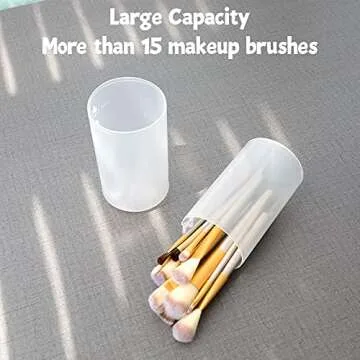 OCHEAL Retractable Makeup Brush Holders, Brushes Organizer Plastic Clear Travel Makeup Brush Case Brushes Container Cup Dustproof Storage for Women and Girls Makeup Artist