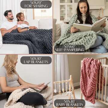 Samiah Luxe Sage Green Chunky Knit Blanket Throw 50x70", Chenille Chunky Knit Throw Blanket for Living Room Decor or Boho Decor, Thick Yarn Knitted Blankets for Couch or Bed, Knitted Crochet Blankets