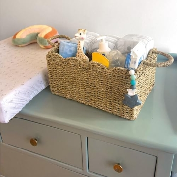 Vivika Wicker Diaper Caddy Organizer for Modern Nurseries