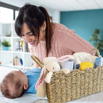 Vivika Wicker Diaper Caddy Organizer for Modern Nurseries