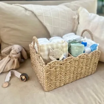 Vivika Wicker Diaper Caddy Organizer for Modern Nurseries