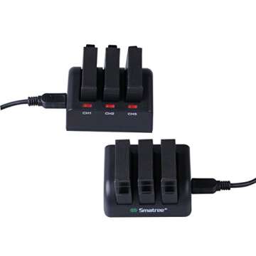 Smatree Battery (3 Pack) and 3-Channel Charger Only Compatible for G*pro Action Camera 4 (NOT for Other Action Camera!!!)