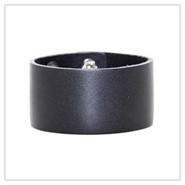Mgutillart Punk Metal Buckle Wristband Wide Leather Cuff Bracelet(Black)