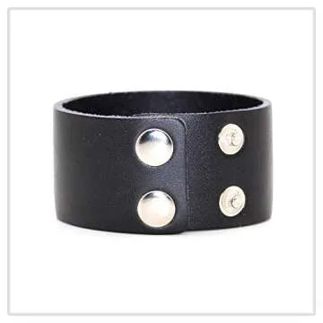 Mgutillart Punk Metal Buckle Wristband Wide Leather Cuff Bracelet(Black)