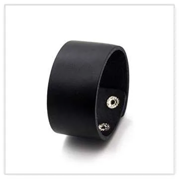 Mgutillart Punk Metal Buckle Wristband Wide Leather Cuff Bracelet(Black)