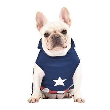 Marvel Legends Captain America Dog Costume, X-Small (XS) | Hooded Superhero Costume for Dogs | Blue ...