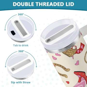Boccsty Cowgirl Cowboy Insulated Tumblers Heart Reusable Stainless Steel Tumbler 30 oz Cup Coffee Travel Mug Water Bottle with Handle & Flip Straw for Home Office Car