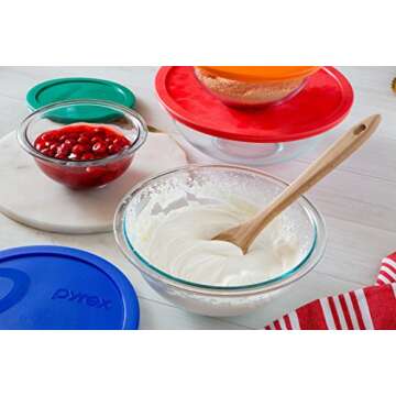 Pyrex Smart Essentials 6-Piece Glass Mixing Bowl Set - Colorful Covers for Every Kitchen