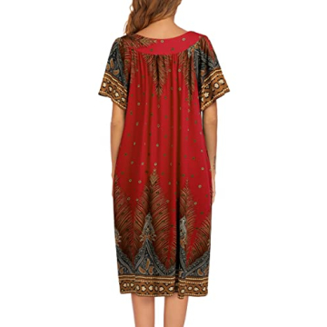 Ekouaer Women's Floral Nightgown with Pockets, Large