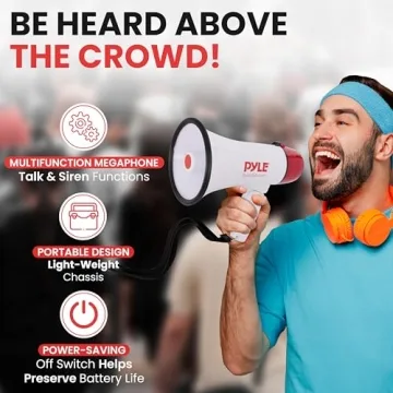 Pyle Megaphone - 20 Watts Bullhorn with Siren & 400 Yard Range